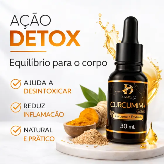 Curcumim+ Super Blend Gotas 30ml Cúrcuma + Psyllium | Desinflama, Desintoxica IDa Saciedade |Natural