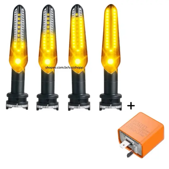 Piscas Seta LED Sequencial Moto + Relê Eletrônico Yamaha MT-03 MT-07 MT-09 XJ6 Fazer Factor 150 250