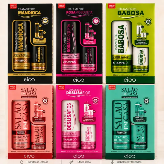 Shampoo e Condicionador EICO KIT 1250ml KIT Shampoo Condicionador Hidratação Capilar EICO
