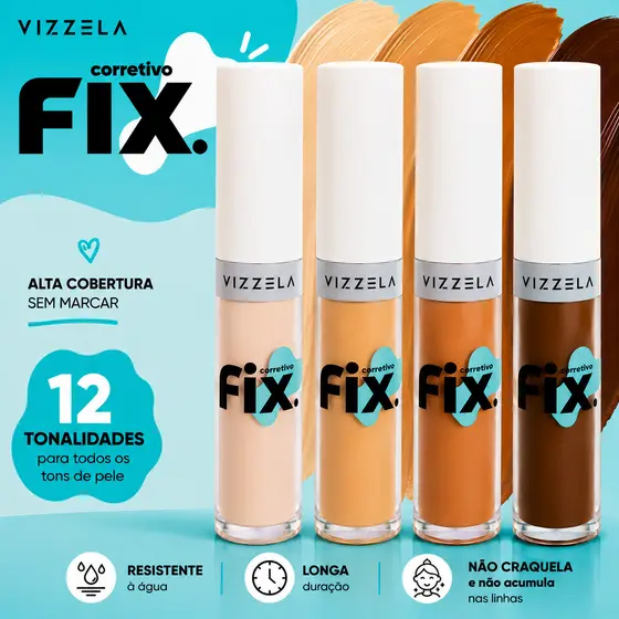 Corretivo Maquiagem Vizzela Fix 7g Corretivo Alta Cobertura Corretivo Vizzela Corretivo Fix Vizzela Corretivo Liquido