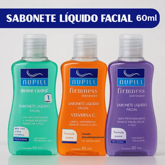 Sabonete Líquido Facial NUPILL 60ml - Escolha seu tipo