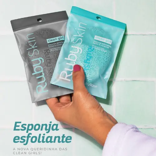 Esponja Esfoliante Puff Clean Girl Ruby Skin - Hba7000 - Ruby Rose