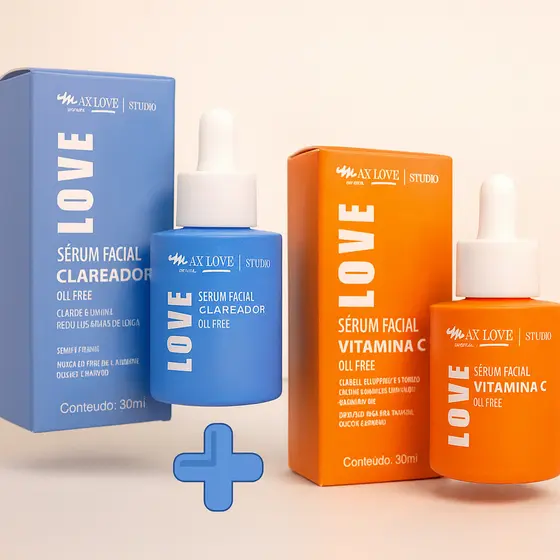 Kit Sérum Facial Vitamina C + Clareador MAX LOVE 30ml