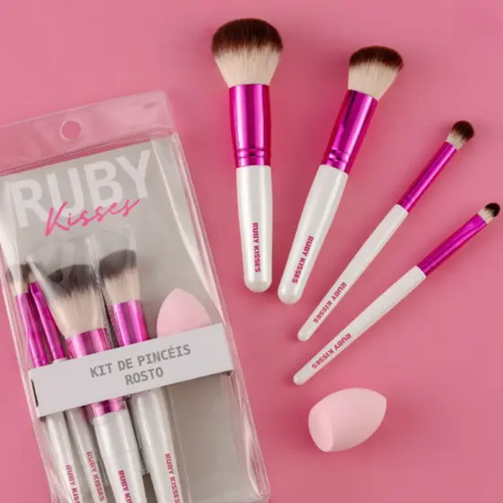 Kit De Pincel Para Maquiagem Olhos e Rosto RUBY KISSES - Escolha o Seu