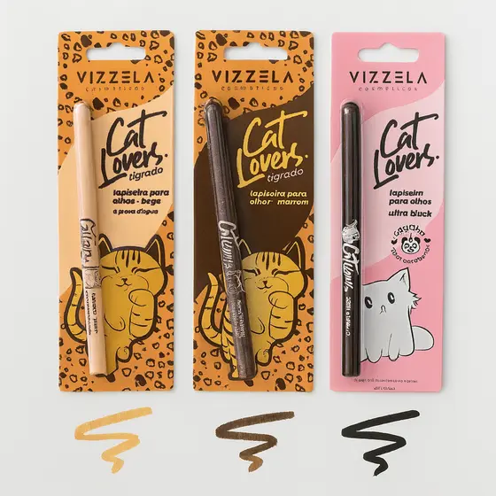 Lapiseira Para Olhos Cat Lovers PRETO MARROM E BEGE - Vizzela