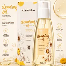 Cleansing Oil Vizzela Vegano Removedor de Maquiagem Cleasing Oil Óleo De Limpeza Facial Limpador Facial Vizzela