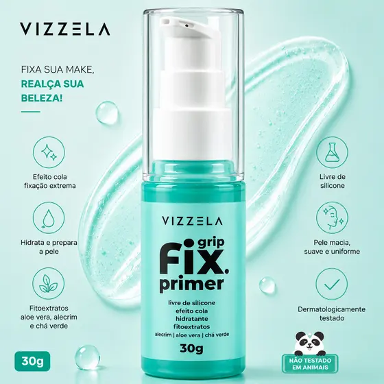 Primer Maquiagem Grip Fix VIZZELA 30g Primer Facial Fixador de Maquiagem Primer Vizzela Hidratante Vizzela Fix