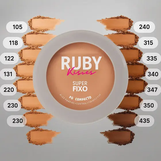 Pó Compacto Super Fixo Efeito Aveludado e Textura Ultrafina - Ruby Kisses Nova Embalagem