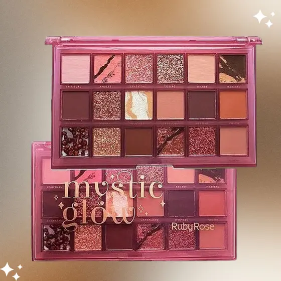 Paleta de Sombras Mystic Glow 18 Cores RUBY ROSE