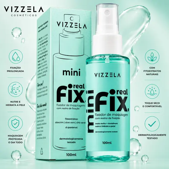 Fixador de Maquiagem Mini Real Fix Vizzela 100ml Fixador Vizzela Bruma Fixadora de Maquiagem Fix Vizzela