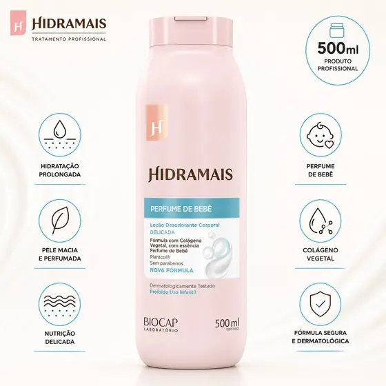 Creme Hidratante Corporal Perfume de Bebê 500ml Hidramais Creme De Corpo Loção Corporal Cuidados com a Pele