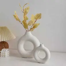 Vaso Decorativo Minimalista Formato Donut Para Casa Sala Moderno
