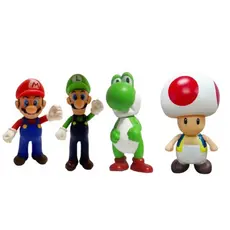 kit 4 Bonecos Super Mario, Luigi, Yoshi e cogumelo
