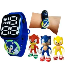 kit 4 boneco 3 Sonic +1 Relógio Infantil Digital Sonic A Prova D’água Menino
