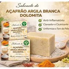 3 UN Sabonete Barra de Açafrão e Dolomita 90g - Bionature