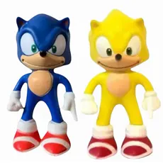 boneco de Sonic kit 2 azul amarelo 15cm