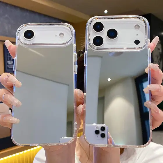 Luxo Chapeamento Compõem Espelho Caso De Telefone Para iPhone 17 16 15 14 13 12 11 Pro Max XR X XS 17AIR 17 Capa De Acrí