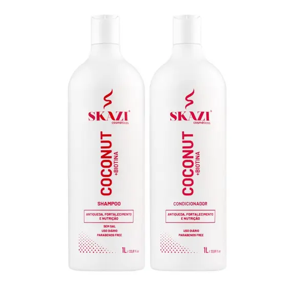Kit Skazi Vegano Shampoo E Condicionador Fortalecedor Coconut 1 Litro
