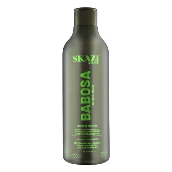 Creme de Pentear Vegano Skazi 400ml – Babosa e Óleo de Rícino – Liberado, Hidratação e Brilho