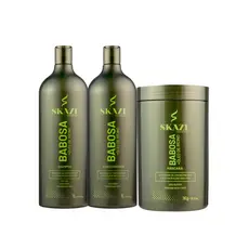 Kit Shampoo Condicionador E Mascara Skazi Babosa e Ricino 1L