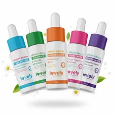 Kit Completo 5 Séruns Faciais Skincare Hidratação e Antioxidante Lovely Face Beautiful 30ml