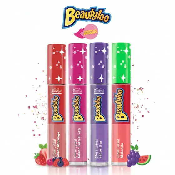 Kit Gloss Beautyloo Cheirinho Nostálgico de Chiclete Face Beautiful 3,8 ML