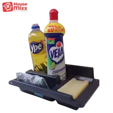 Porta Detergente e Esponja para Pia Porta Suporte Sabao Cozinha Bucha Preto Coisas de Cozinha