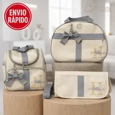 Kit Bolsa Maternidade 3 Peças PERSONALIZADA | Impermeável e Térmica | Coleção Luxo