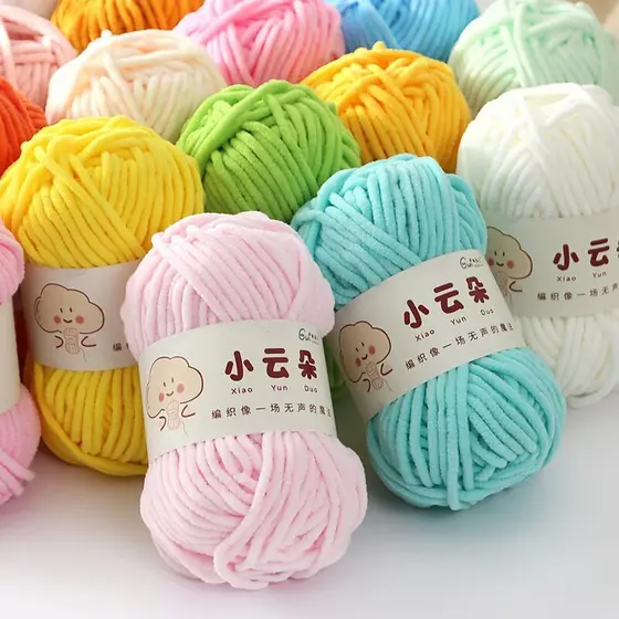 50g/Rolo Fio De Chenille 100m Para Crochê Cor Sólida Macio Quente Amigurumi Artesanato Tricô Cobertores De Bebê Brinqued