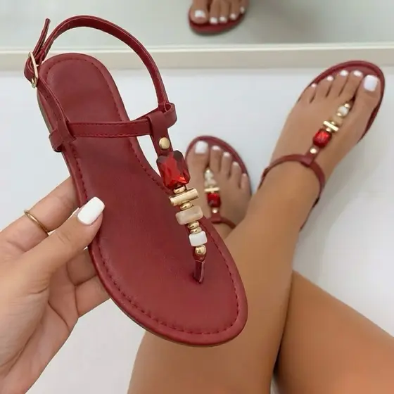 Sandália Feminina Rasteirinha Chinelo - Rasteira Pedraria Verão Lançamento 2402
