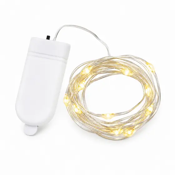 Fio De Fada 10 Leds Branco Quente Cordão Cobre Fio Transparente Bateria
