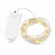 Fio De Fada 10 Leds Branco Quente Cordão Cobre Fio Transparente Bateria
