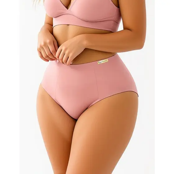 Kit 5 Calcinhas Feminina Cintura Alta Modeladora Microfibra Confortável Lateral Larga Pala Dupla