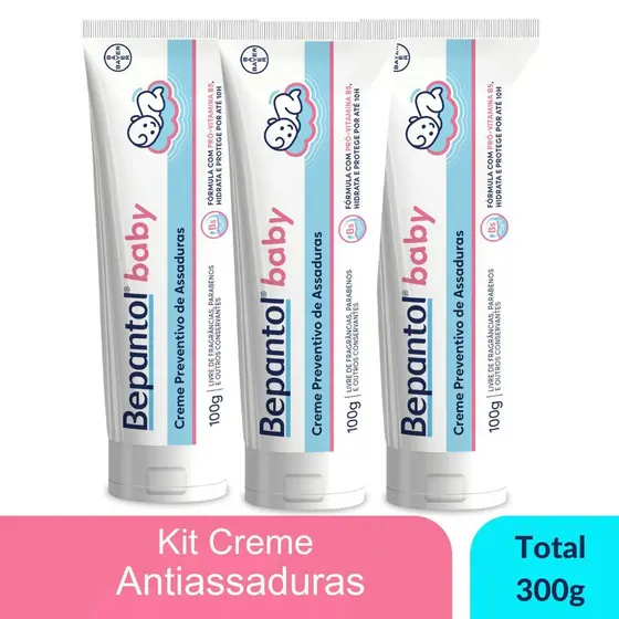 Kit 3 Creme Pomada de Assadura VitB5 100g Cada Bepantol Baby