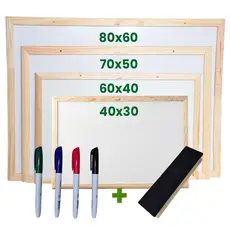 Quadro Lousa Escolar Branco Moldura em Madeira