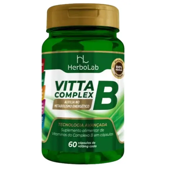 Vitamina Complexo B 60 Cápsulas - Suplemento Vitamínico B1 B6 B7 B12 - Herbolab
