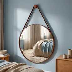 Espelho Redondo Decorativo Adnet 60cm Com Alça de Pendurar + Suporte de Fixação