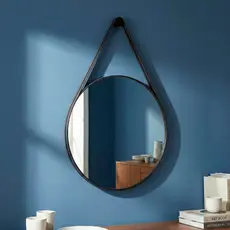 Espelho Redondo Grande Adnet Decorativo Quarto Sala Banheiro Lavabo 60cm C/ Suporte de Parede