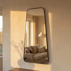 Espelho Grande Corpo Inteiro Geométrico C/ Moldura em Couro 3cm 110x60cm - Mod. Tetris