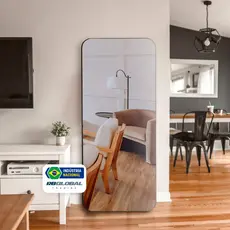 Espelho Orgânico Grande Corpo Inteiro 150x50 Moldura em Couro Ecológico para Banheiro Sala