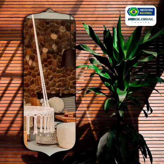 Espelho Bali 170x70 Corpo Inteiro Moldura em Couro Ecológico com Fixação de Parede Estilo Pinterest