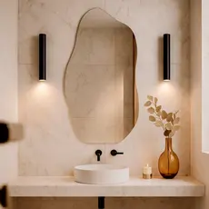 Espelho Decorativo Orgânico Lapidado 55x75cm Moderno Grande de Parede com Suporte