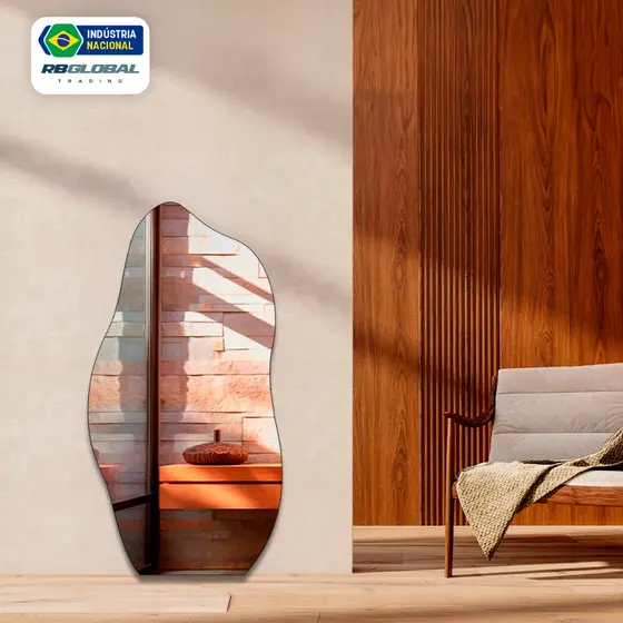 Espelho Orgânico Lapidado Corpo Inteiro Para Quarto Sala Banheiro 110x60cm