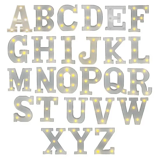 Luminária Pequena 16cm Branca Com Led Amarela - Letras I Decoração 2026 Ano Novo I Tamanho Ideal e Resistente