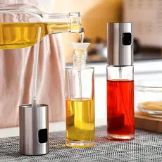 Borrifador Spray para Azeite Vinagre 100ml Vidro | Kit 1 2 ou 3 Peças | Preto Rosé Dourado Cozinha
