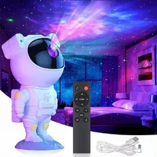 Luminária Astronauta Projetor Galáxia Led Nebulosa Estrelado Com Controle Remoto