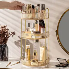 Prateleira Giratória 360° de 3 Andares - Organizador Multiuso para Perfumes Cozinha, Banheiro e Mesa