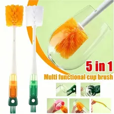 Escova Multiuso 5 em 1 Cabo Longo – Ideal para Limpar Canudos, Copos, Garrafas e Mamadeiras-BM1372