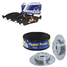 Kit Disco Freio Sólido + Jogo Pastilha Freio Grand Siena 1.4 8V– HIPPER FREIOS / SYL