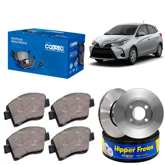 Kit Disco Freio Ventilado + Jogo Pastilha Freio ETIOS YARIS - HIPPER FREIOS / COBREQ